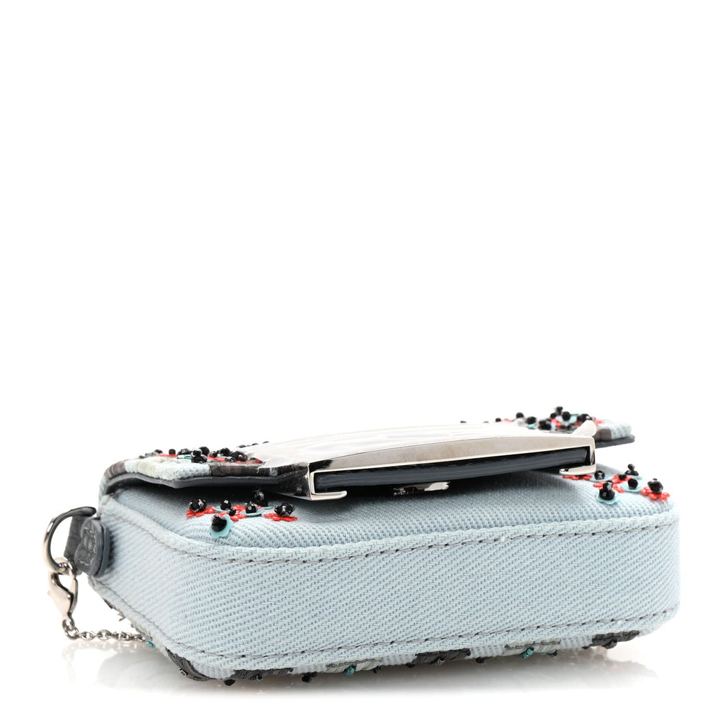 Canvas Beaded Nano Baguette Charm Blue Multicolor