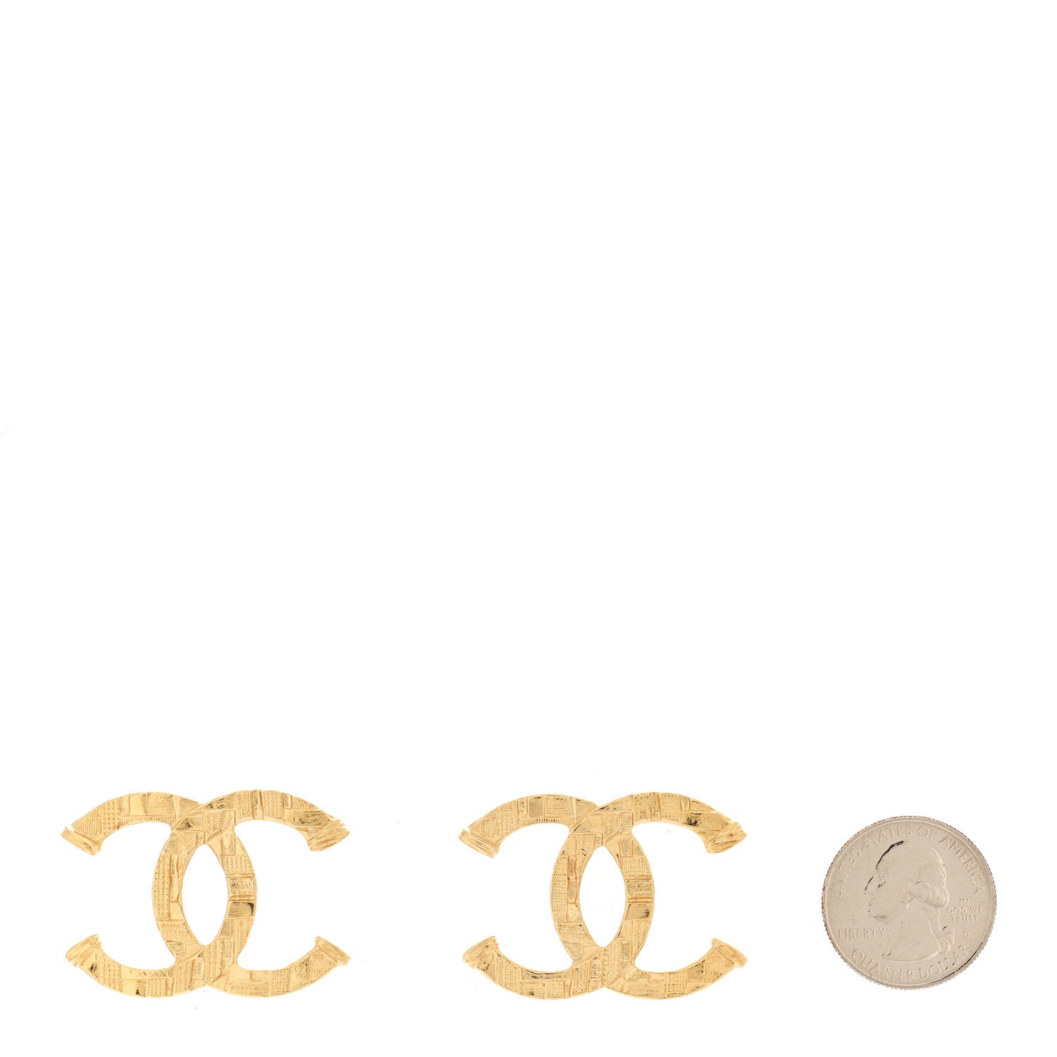 Metal Tweed Effect CC Earrings Gold