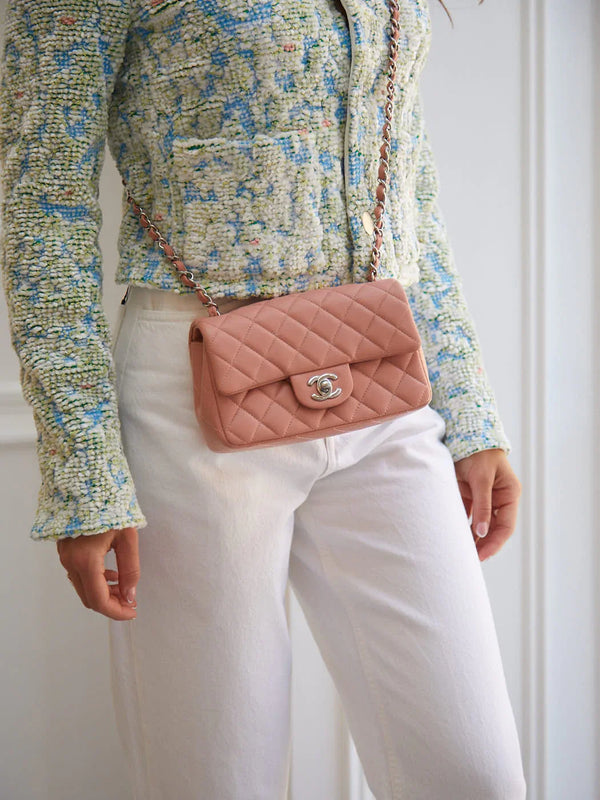 Chanel Mini Rectangle Flap Bag Lambskin (Nude)