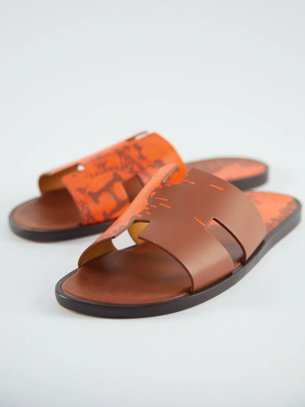 Hermès Izmir Sandals 'SPLASH' (Natural & Orange)