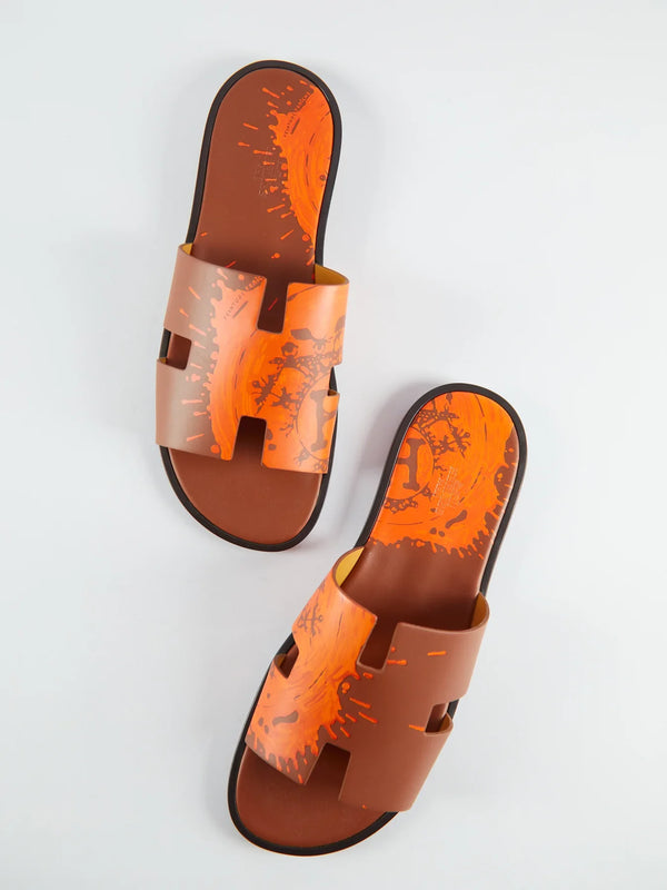 Hermès Izmir Sandals 'SPLASH' (Natural & Orange)